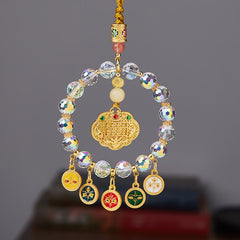 Five God Wealth Koi Hanging – Front view complete ornament, prosperity wall decor