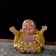 Color Changing Laughing Buddha Tea Pet – Hand painted resin details, traditional Chinese tea pet