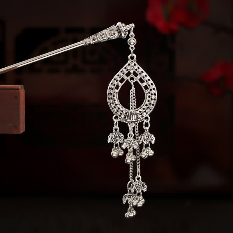 Lily of the Valley Flowers teardrop filigree hairpin with lily bell charms