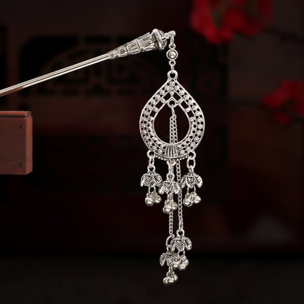 Lily of the Valley Flowers teardrop filigree hairpin with lily bell charms