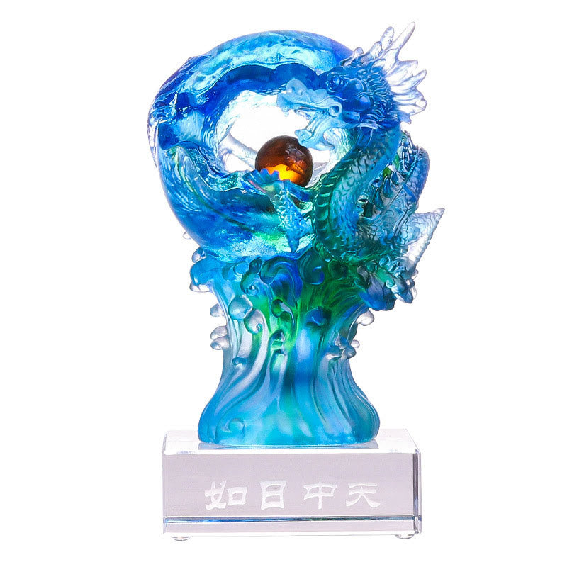 Azure Dragon Liuli Crystal – detailed dragon head with open jaws and glowing pearl, power