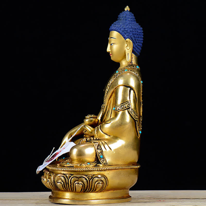 Shakyamuni Compassion Copper Buddha Statue Home Decoration – hand earth-touching mudra detail, Buddhist iconography
