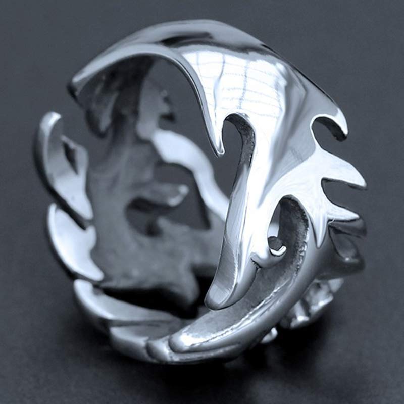 Dragon Pattern Protection Ring – organic talon top view, Modern