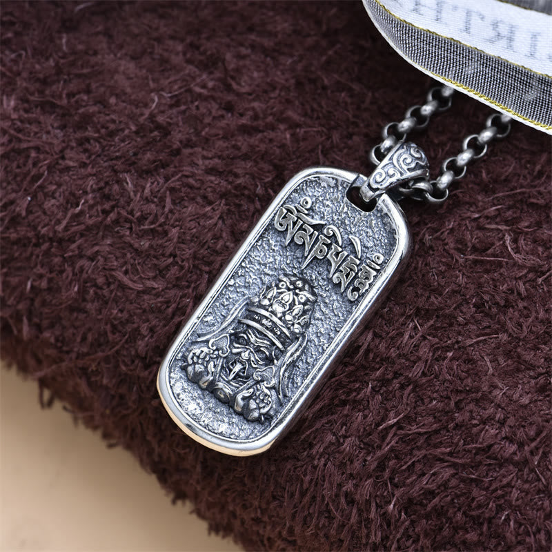 Sterling Silver Zakiram Goddess of Wealth Mantra Pendant – size scale with measuring tape, detailed craft