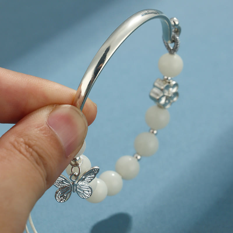 Bodhi Seed Butterfly Lotus Bracelet – Butterfly lotus engraved bead, zen meditation bracelet