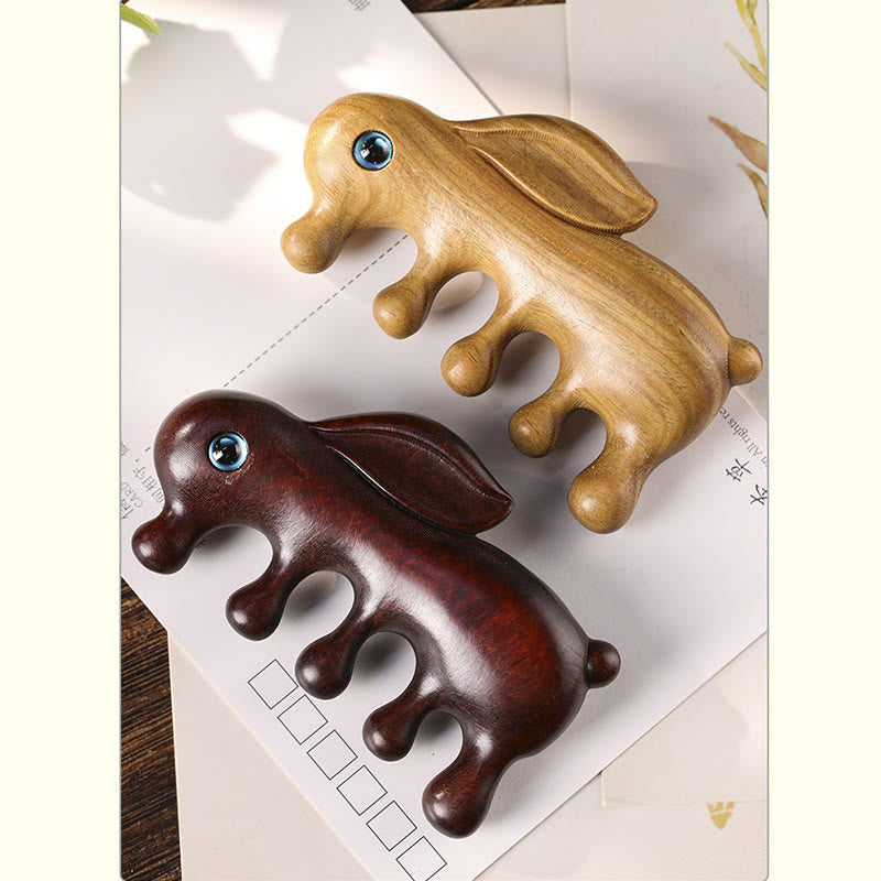 Red & Green Sandalwood Bunny Massage Comb, image 4