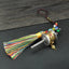 Tibetan Prayer Wheel Tassel – Single gold silver prayer wheel with rainbow tassel and beads, Tibetan decor