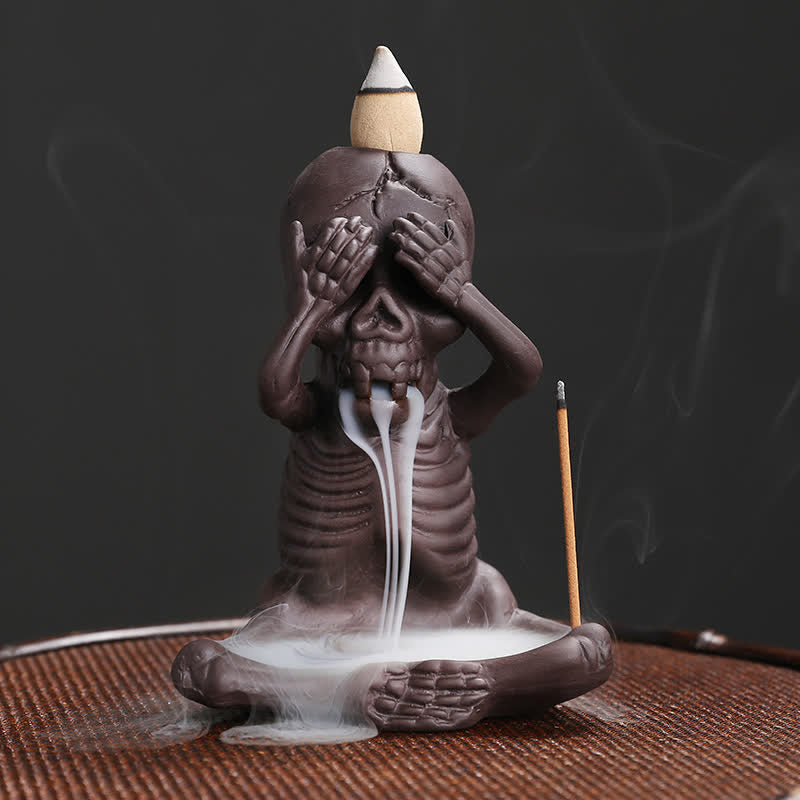 Skull Ghost Purple Clay Backflow Incense Burner | Peace & Healing
