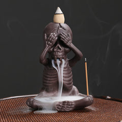 Skull Ghost Purple Clay Backflow Incense Burner | Peace & Healing