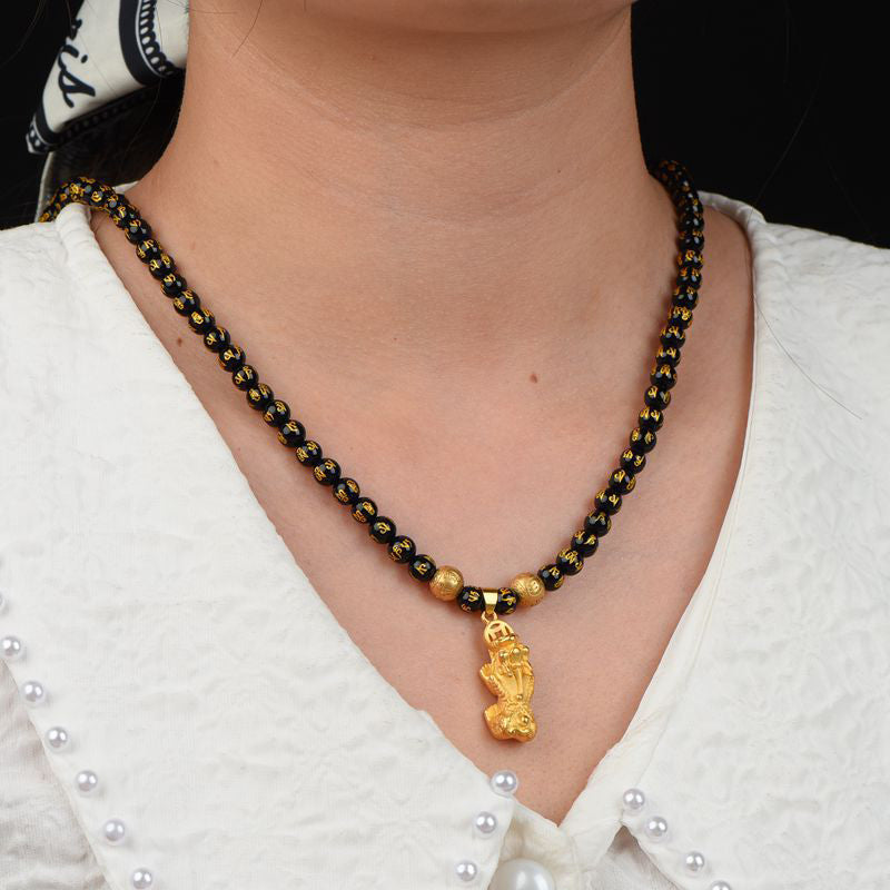 Black Obsidian PiXiu Necklace, image 5, amulet necklace