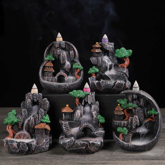 Mountain Bridges Resin Backflow Incense Burner | Serenity & Zen