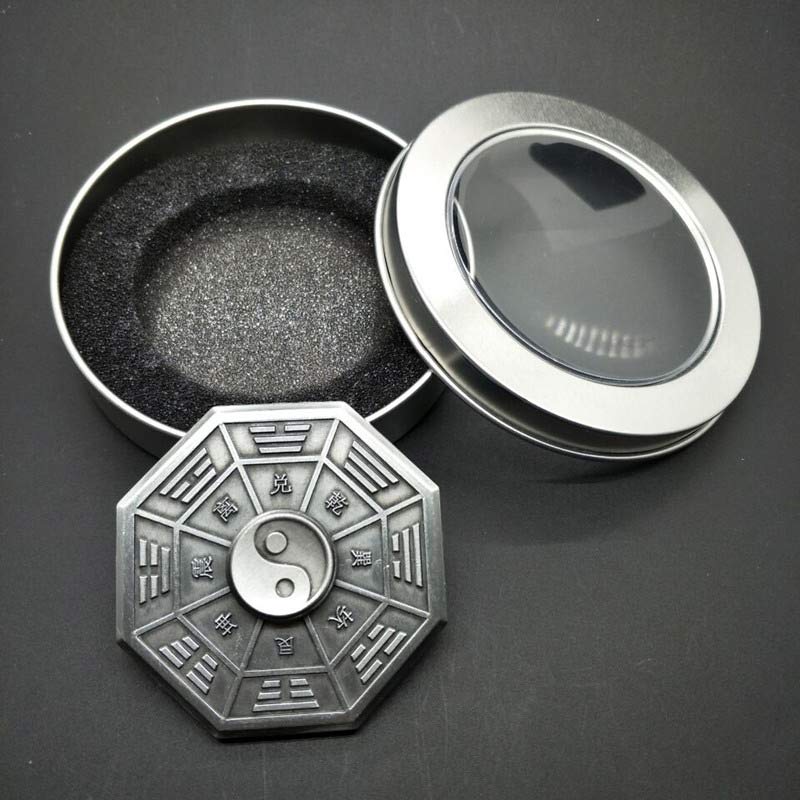 Silver Bagua Pendant - yin-yang trigram medallion with protective tin case, Taoist spiritual amulet jewelry