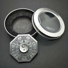 Silver Bagua Pendant - yin-yang trigram medallion with protective tin case, Taoist spiritual amulet jewelry