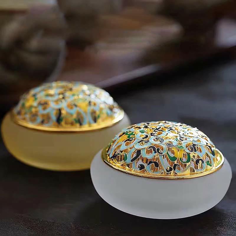 Quemador de Incienso de Cristal de Liuli con Forma de Flor de Loto