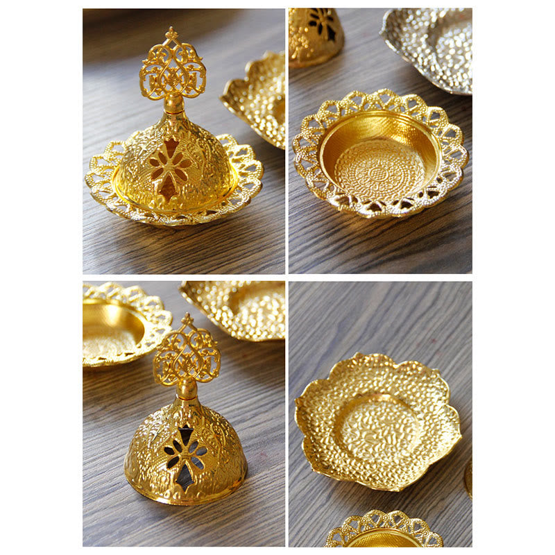 Gold Leaf Coaster Mini Alloy Incense Burner
