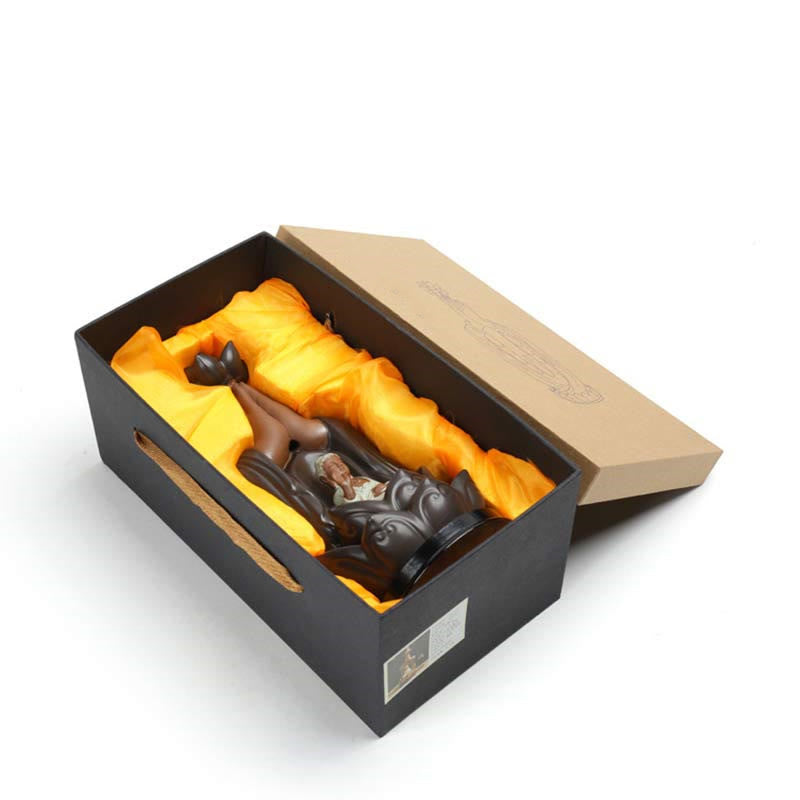 Buddha Lotus Incense Burner – Black gift box with gold silk lining, Premium spiritual gift