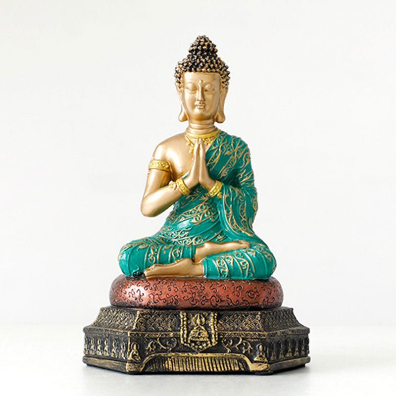 Buddha Compassion Resin Statue – serene meditating figure in ivory resin, Zen home decor