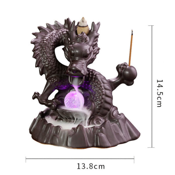 Brûleur d'encens à refoulement en céramique Dragon Auspicieux