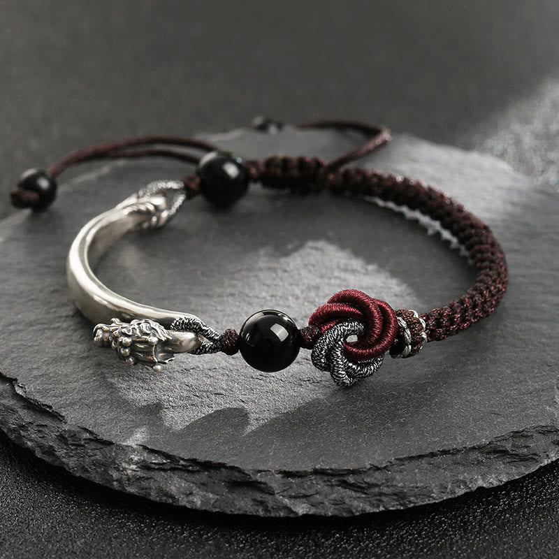 Dragon Braided Bracelet – red silk brocade table runner with gold lotus embroidery and tassel, festive dining decor