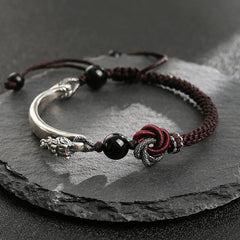 Dragon Braided Bracelet – red silk brocade table runner with gold lotus embroidery and tassel, festive dining decor