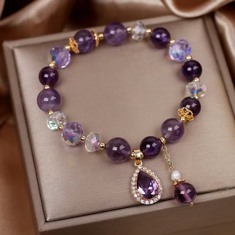 Bracelet avec perles breloques Cœur violet Image secondaire du produit