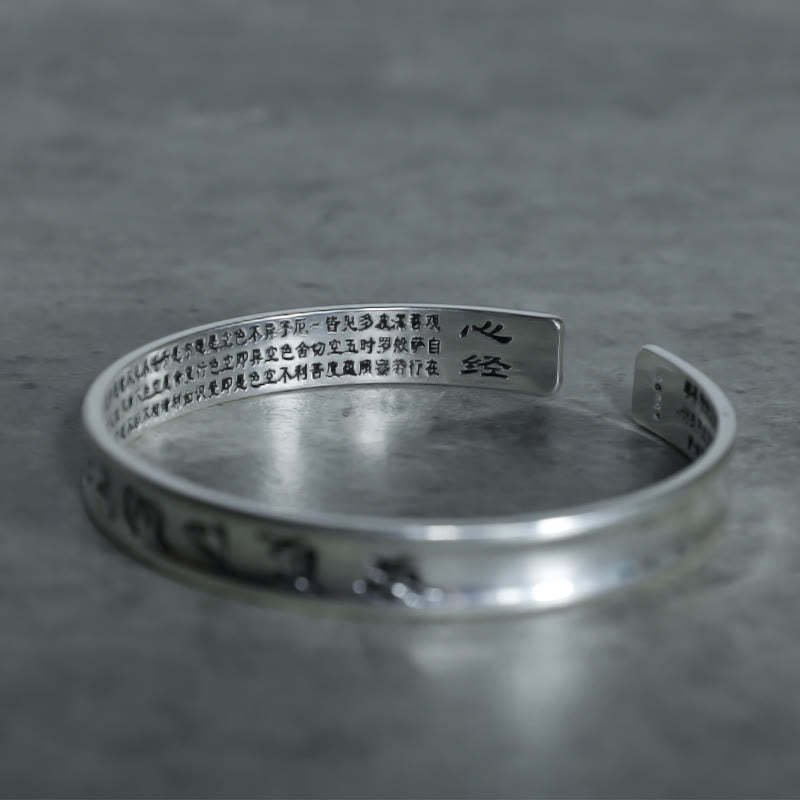 Tibetan Mantra Copper Bracelet - Inner Heart Sutra text and outer Chinese engraving, spiritual bracelet