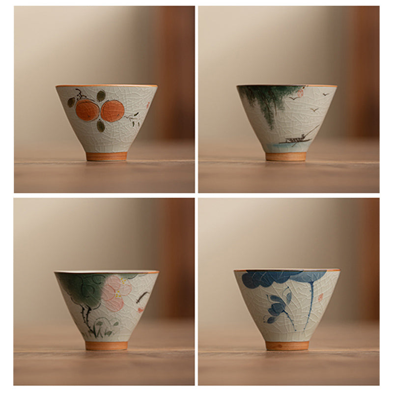 Persimmon Boat Teacup – full scene with tea accessories, Chinese kung fu tea