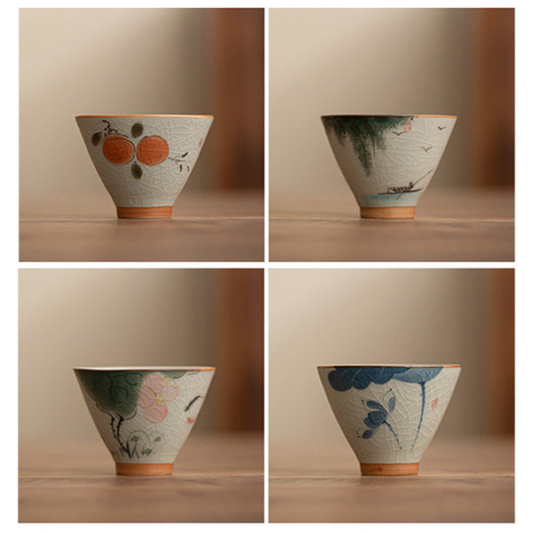 Persimmon Boat Teacup – full scene with tea accessories, Chinese kung fu tea