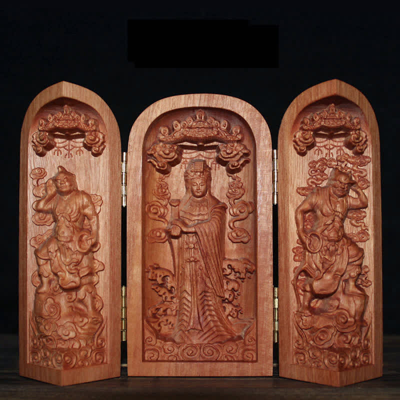 Avalokitesvara Home Decor – ambient lighting, cherry wood statue