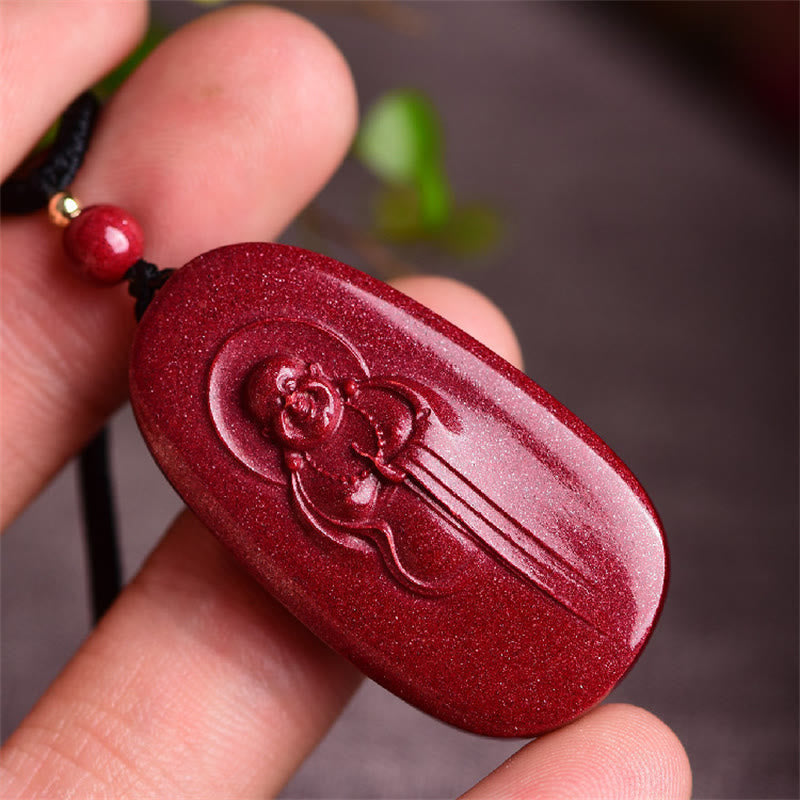 Natural Jade Laughing Buddha Necklace – Buddha seated on lotus base, lotus flower pedestal detail