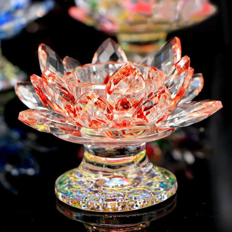 Lotus Flower Crystal Candle Holder - cobalt blue crystal lotus, calming aura