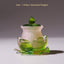 Feng Shui Lotus Liuli Crystal – green and white lotus jar with bud finial lid, artisan craft