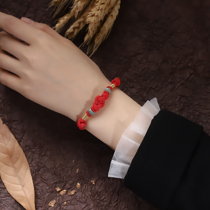 Red String Jade Fortune Knot Braided Couple Bracelet, image 10, healing bracelet