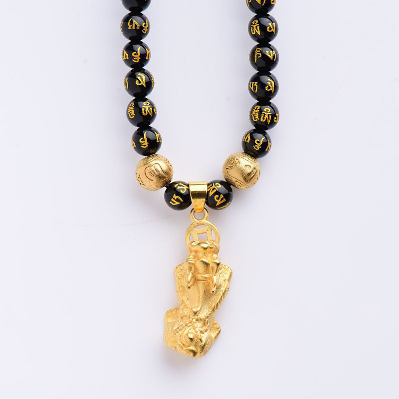Black Obsidian PiXiu Necklace, image 3, amulet necklace