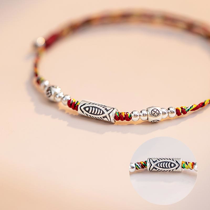 925 Koi Braided Bracelet - on jewelry stand showing full colorful braided design