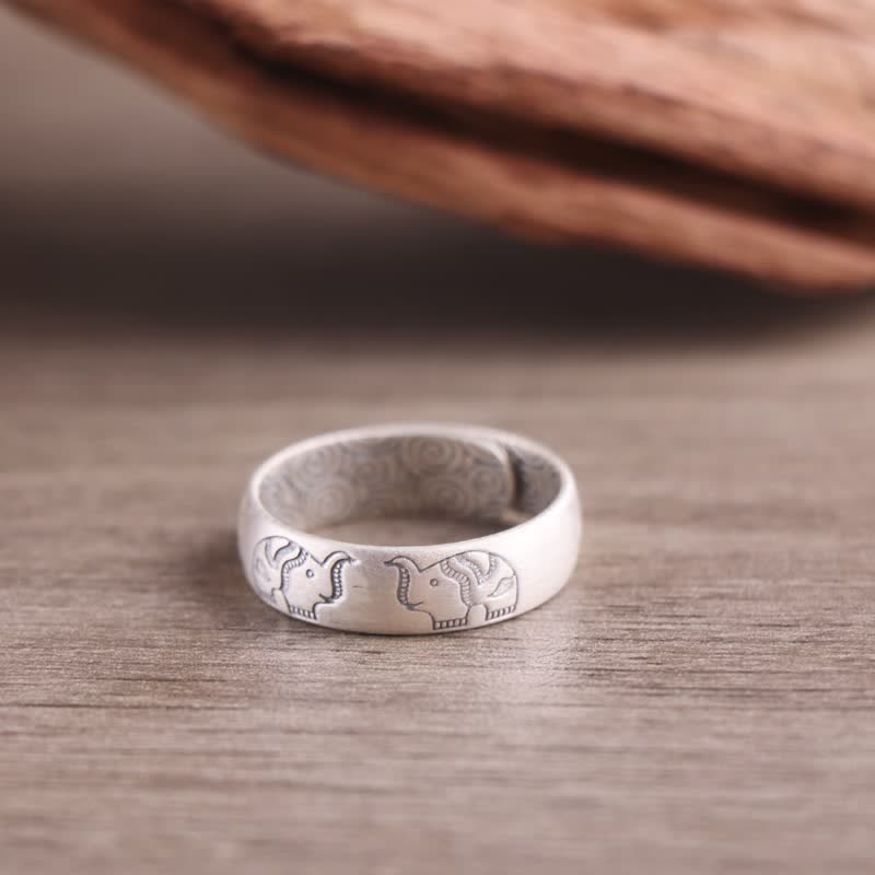 Sterling Silver Mantra Ring - Tibetan script on silver band with bark prop, meditation