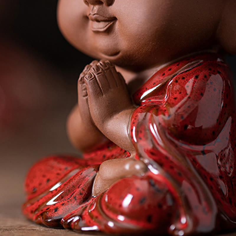 Gautama Kwan Yin Ceramic Set – white crackle glaze texture on ceramic surface, Ru ware style