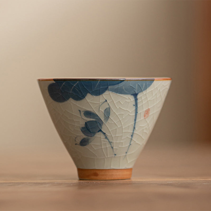 Persimmon Boat Koi Cup – macro shot of brushstroke detail on fish, art ceramic