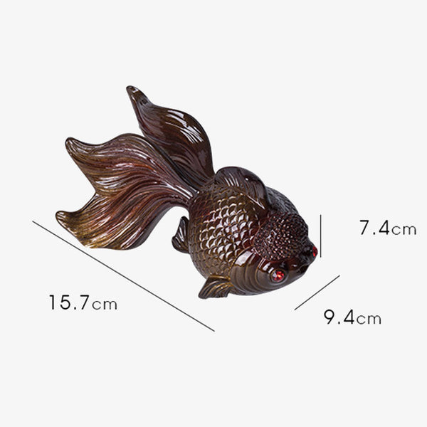 Color Changing Koi Fish Resin Tea Pet Figurine Decor, wealth prosperity figurine