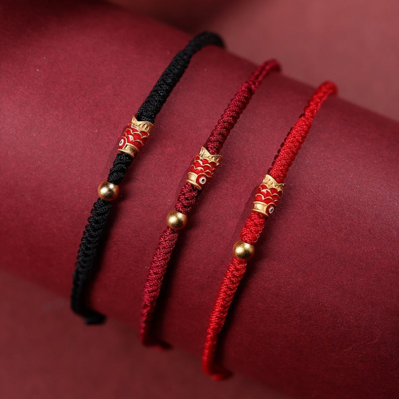 925 Silver Koi Fish Braided Rope Bracelet – Koi Fish Red(Wrist Circumference 14-18cm), image 2, healing bracelet