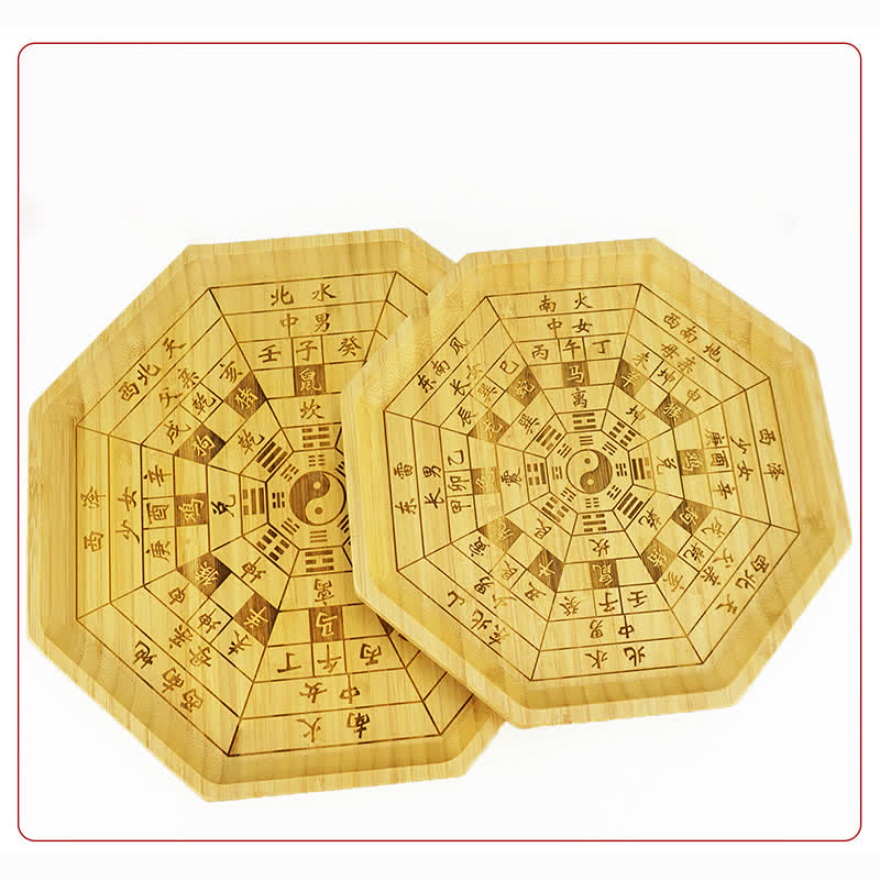 Feng Shui Bamboo Bagua Map – 30cm bagua with element rings, bamboo feng shui plate