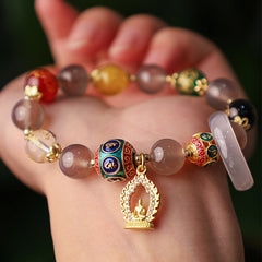 Gray Agate Prayer Bracelet - Worn on wrist showing stretch fit, unisex agate jewelry