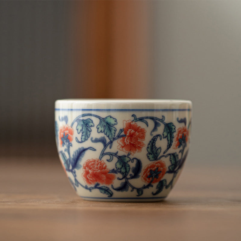 Koi Arowana Sunflower Cup – rim close-up with fine gold trim, ceramic teacup