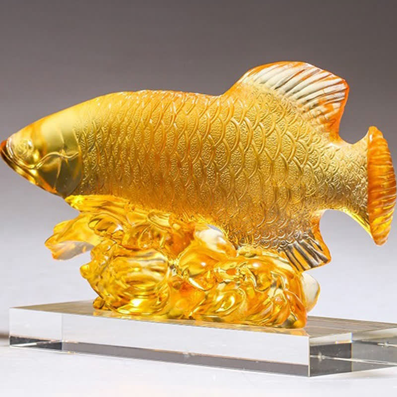 Liuli Crystal Koi Fish Art – Gift box with foam insert, luxury koi art present