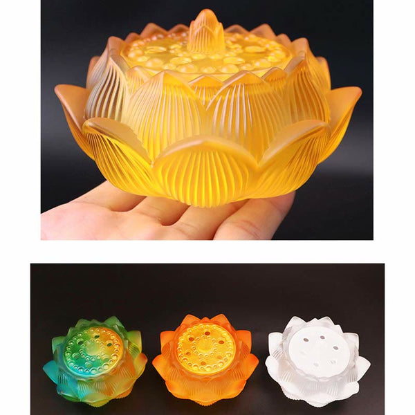 Quemador de Incienso de Cristal de Liuli con Forma de Flor de Loto