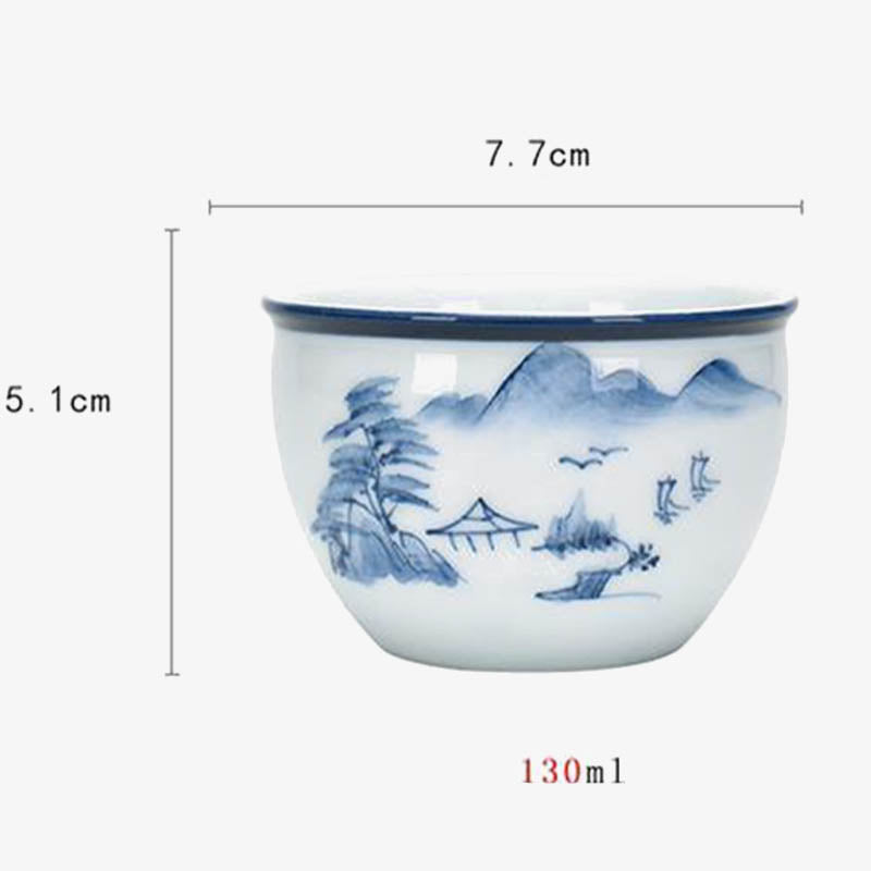 Koi Landscape Teacup – Studio shot with warm light on mountain landscape