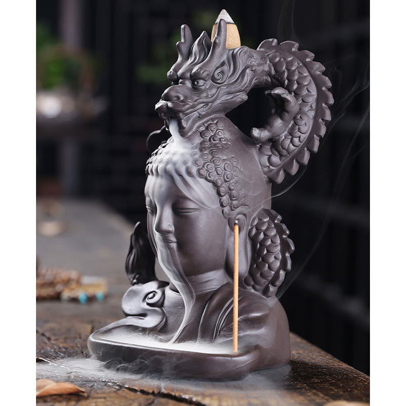 Dragon Buddha Clay Burner - Bottom stamp and artisan mark, authentic purple clay craft