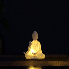 Ceramic LED Bodhisattva Decoration – LED Buddha front, blessing mudra, warm glow, night light