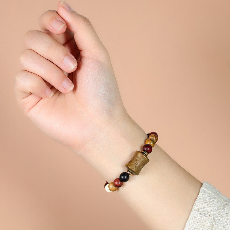 Multicolored Sandalwood Om Mani Padme Hum Bracelet Secondary image
