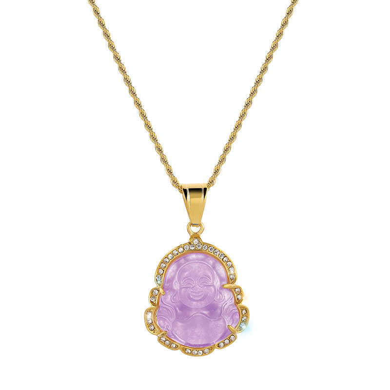 18K Gold Filled Laughing Buddha Jade Necklace – Floating in water, purity symbolism, cleansing ritual